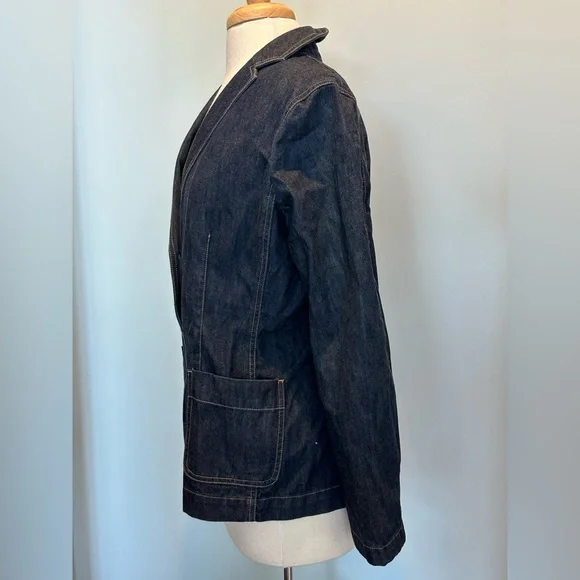 Land’s End Double Breasted fitted denim blazer jacket new without tags size 14 - Picture 3 of 15
